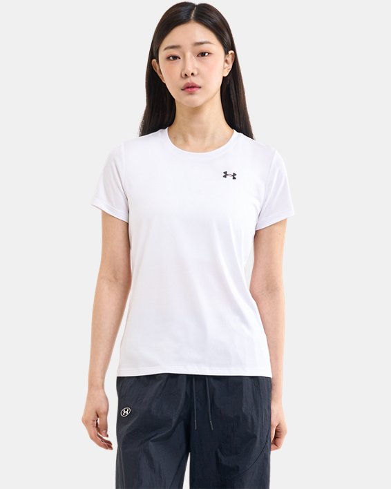 女士UA Tech™短袖T恤 in White image number 0
